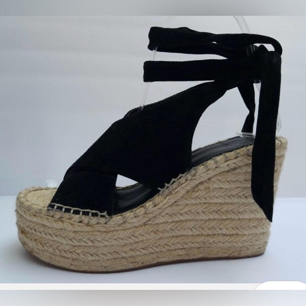 Black Espadrille Wedge Sandals Marc Fisher Andira size 9.5 black.